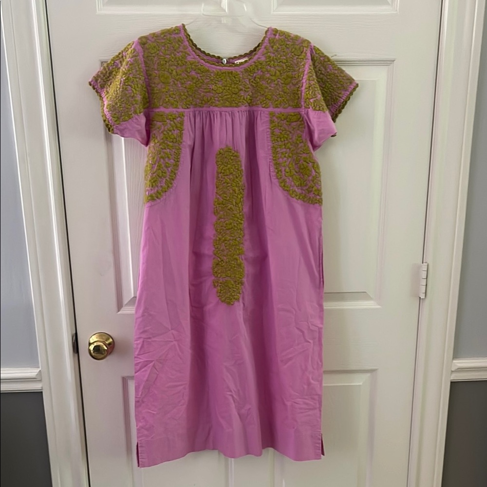 Pink and Green Embroidered Dress from Sister Mary Size Small